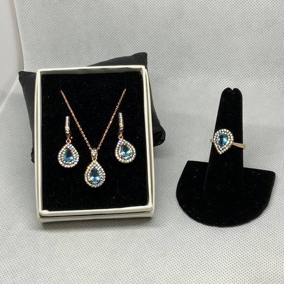 Blue Topaz Rose Gold Set - Picture 1 of 4